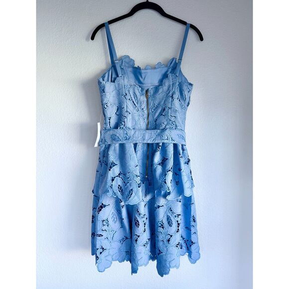 NWT Mestiza New York Vanessa Convertible Bow Lace Mini Dress in Heritage Blue 6 - Picture 8 of 16
